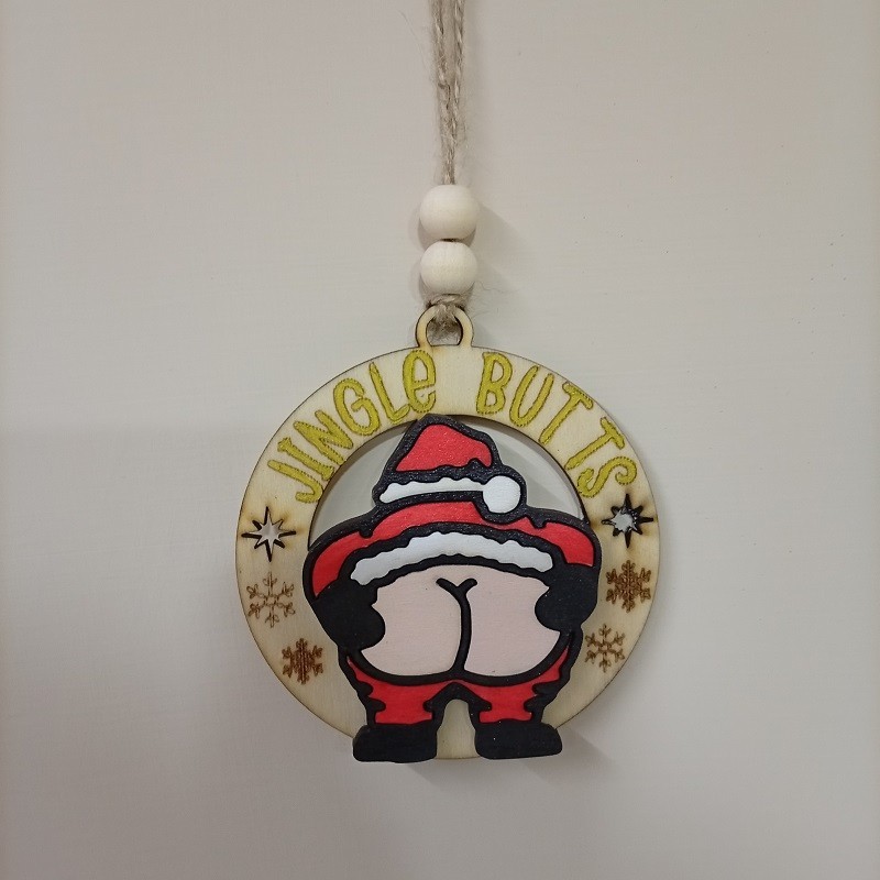 Decorazioni natalizie divertenti in legno addobbi Babbo Natale