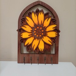 Portachiavi da parete in legno appendichiavi da muro - Girasole