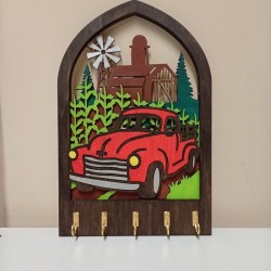 Portachiavi da parete in legno appendichiavi da muro - Auto rossa