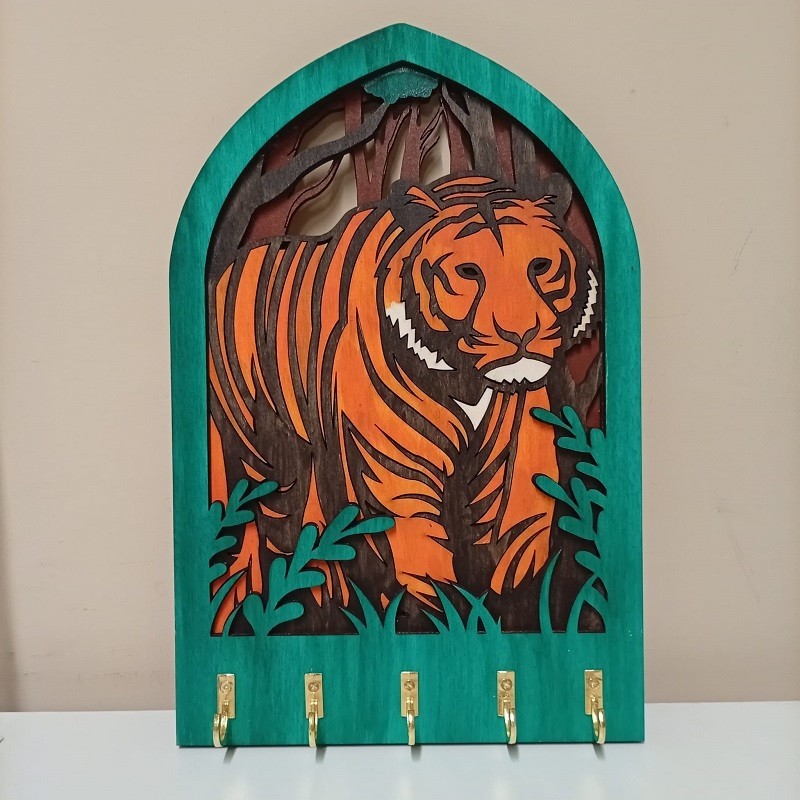 Portachiavi da parete in legno appendichiavi da muro - Tigre