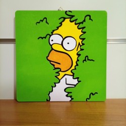 Quadro in legno Homer Simpson meme siepe